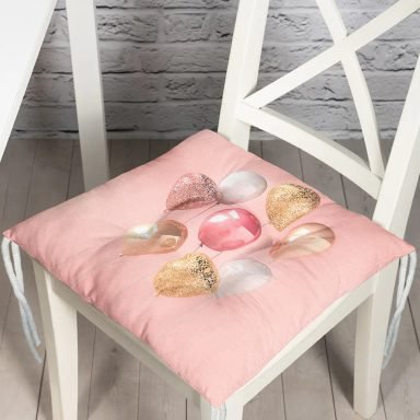 Pembe Zeminli Balonlar Desenli Pofidik Sandalye Minderi