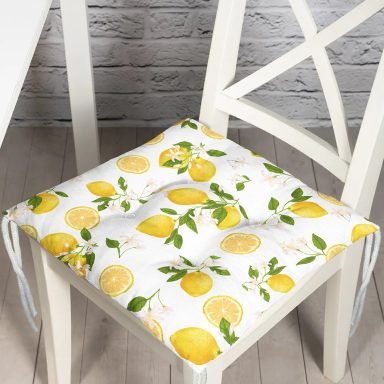 Limon Desenli İlkbahar Renkleri Dijital Baksılı Pofidik Sandalye Minderi