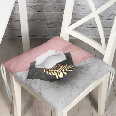 Modern 3D Mermer Temalı Dijital Baskılı Pofidik Sandalye Minderi