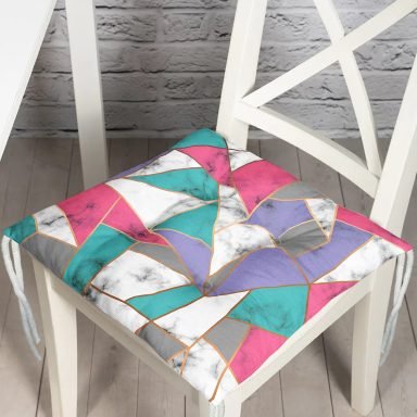 Geometrik Şekilli Mermer Baskılı Modern Pofidik Sandalye Minderi