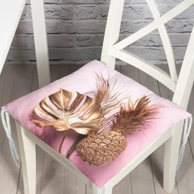3D Yaprak ve Ananas Desenli Özel Tasarım Pofidik Sandalye Minderi
