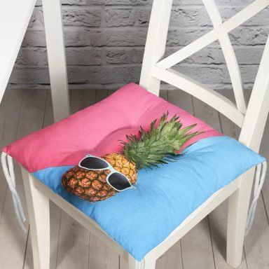 Mavi Pembe Ananas Desenli Modern Pofidik Sandalye Minderi
