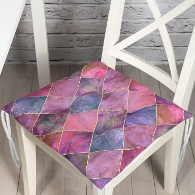 Geometrik Pudra Renkler Modern Tasarımlı Pofidik Kare Sandalye Minderi