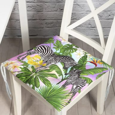 Egzotik Zebra Desenli Modern Pofidik Sandalye Minderi