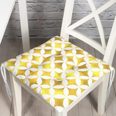 Geometrik Altın Renkte Desenler Modern Pofidik Sandalye Minderi