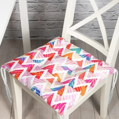 Geometrik Desenli Renkli Zeminli Modern Pofidik Sandalye Minderi