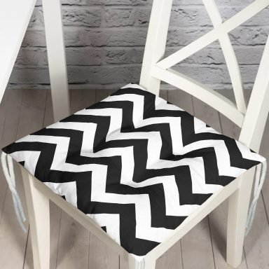Modern Zigzag Desenli Dijital Baskılı Pofidik Sandalye Minderi