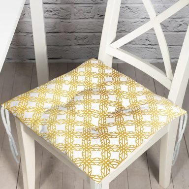 Geometrik Sanat Altın Detaylı Özel Tasarım Modern Pofidik Sandalye Minderi