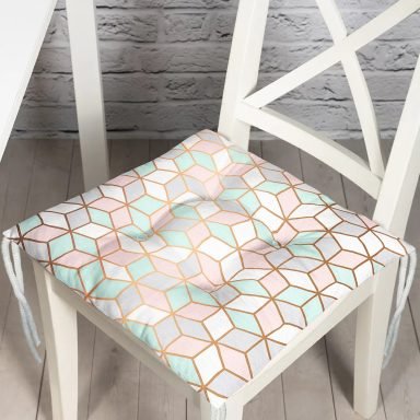 Geometrik Desenli 3D Özel Tasarımlı Modern Pofidik Sandalye Minderi