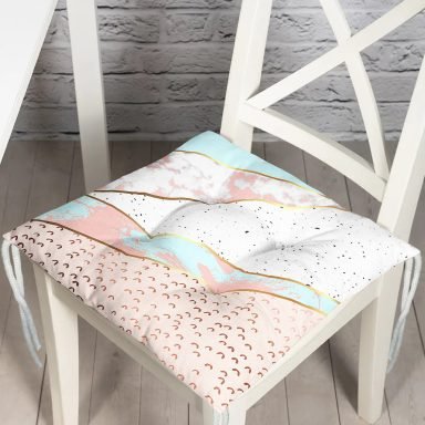 Geometrik Şekiili Mermer Desenleri Modern Pofidik Sandalye Minderi