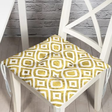 Geometrik Şekilli Altın Detaylı Modern Pofidik Sandalye Minderi