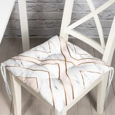 Mermer Zeminli Geometrik Detaylı Modern Pofidik Sandalye Minderi