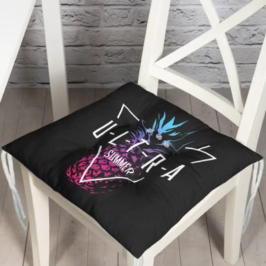 Siyah Zeminli Ultra Summer Tasarımlı Modern Pofidik Sandalye Minderi