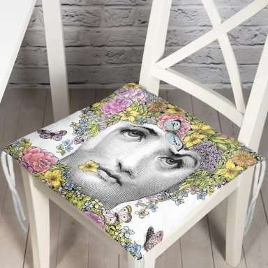 Realhomes Piero Fornasetti Tasarımlı Modern Pofidik Sandalye Minderi