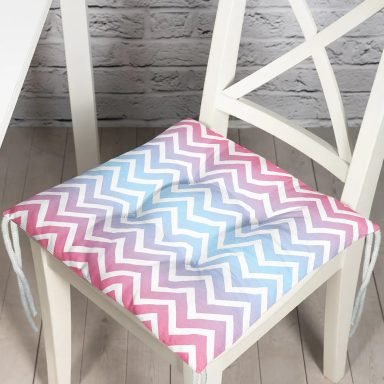 Renkli Zigzag Tasarımlı 3D Dijital Baskılı Pofidik Sandalye Minderi