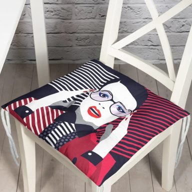 Pop Art Mujer Elegante Tasarımlı Dijital Baskılı Pofidik Sandalye Minderi