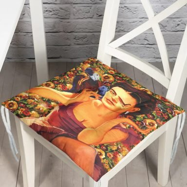 Mutluluk Çiçekleri Vintage Tasarımlı Dijital Baskılı Pofidik Sandalye Minderi