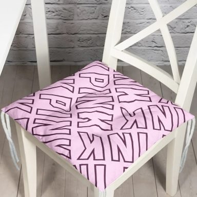 Açık Pempe Pink Yazılı Modern Pofidik Kare Sandalye Minderi