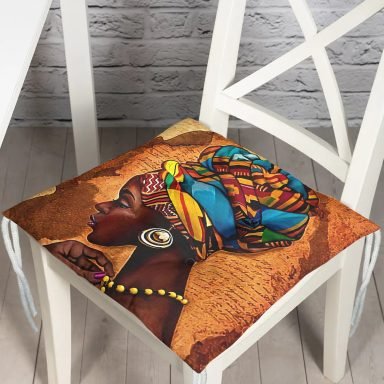 African Woman Çizimli Dijital Baskılı Modern Pofidik Sandalye Minderi