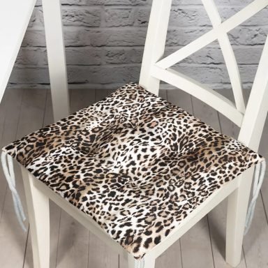 Realhomes Leopar Motifli Dijital Baskılı Pofidik Sandalye Minderi