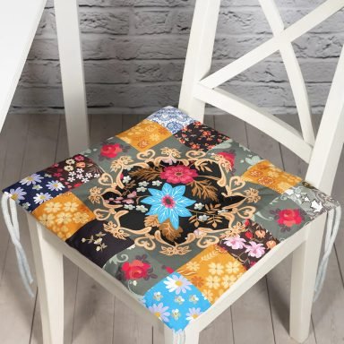 Realhomes Fashion Kareli Motifler Özel Tasarım Dijital Baskılı Modern Pofidik Sandalye Minderi