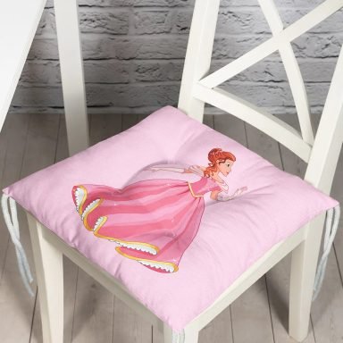 Realhomes Pembe Zeminde Pamuk Prenses 3D Modern Pofidik Sandalye Minderi