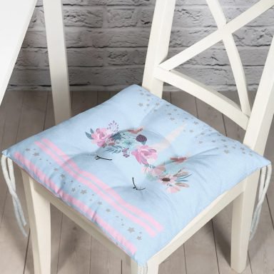 Realhomes Mavi Zeminde Baby Shower Özel Tasarım Modern Pofidik Sandalye Minderi