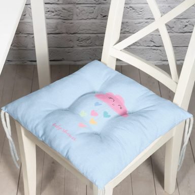 Realhomes Mavi Zeminde Pembe Bulutlu Baby Shower Modern Pofidik Sandalye Minderi