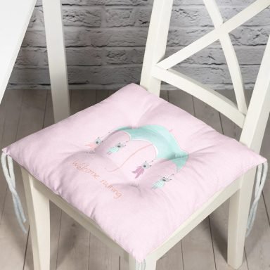 Şemsiye ve Sevimli Ayıcıklar Motifli Bebek Odası Pofidik Sandalye Minderi