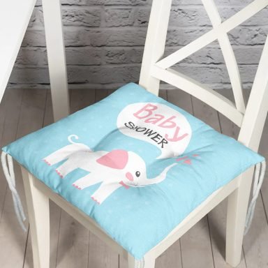 Wellcome Baby Desenli Dijital Baskılı Bebek Odası Pofidik Sandalye Minderi