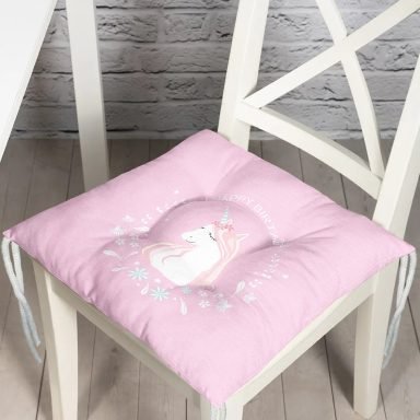 Realhomes Pembe Zeminde Unicorn At Tasarımlı Modern Pofidik Sandalye Minderi