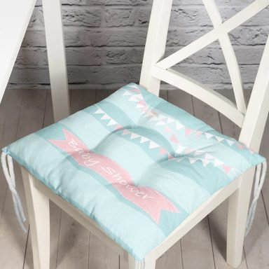 Yeşil Çizgili Baby Shower Temalı Çocuk Odası Pofidik Sandalye Minderi