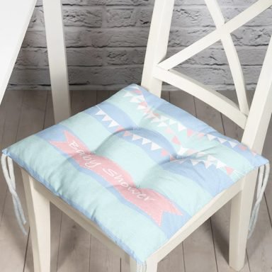 Mavi Çizgili Baby Shower Temalı Çocuk Odası Pofidik Sandalye Minderi