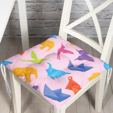 Realhomes Pembe Zeminli Origami Sanatı Dijital Baskılı Modern Pofidik Minderi
