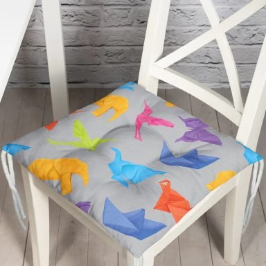 Realhomes Gri Zeminli Origami Sanatı Dijital Baskılı Modern Pofidik Minderi