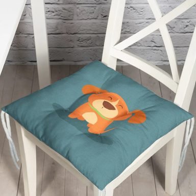 Realhomes Köpek Desenli Dijital Baskılı Modern Pofidik Sandalye Minderi