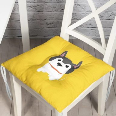 Realhomes Köpek Desenli Dijital Baskılı Modern Pofidik Sandalye Minderi