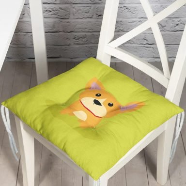 Realhomes Köpek Desenli Dijital Baskılı Modern Pofidik Sandalye Minderi