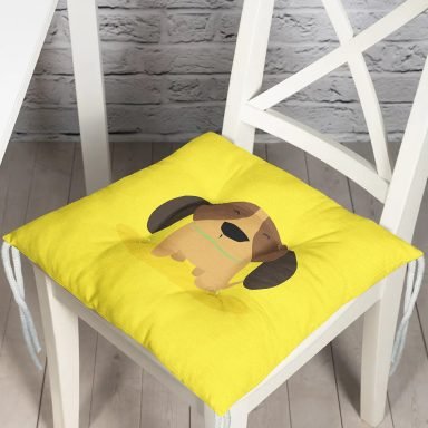 Realhomes Köpek Desenli Dijital Baskılı Modern Pofidik Sandalye Minderi