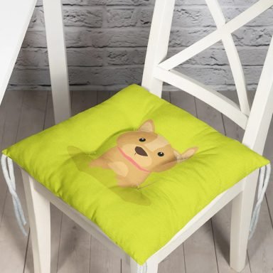 Realhomes Köpek Desenli Dijital Baskılı Modern Pofidik Sandalye Minderi