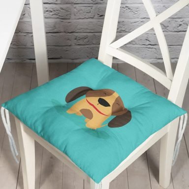 Realhomes Köpek Desenli Dijital Baskılı Modern Pofidik Sandalye Minderi