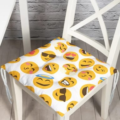 Realhomes Emoji Dijital Baskılı Modern Pofidik Sandalye Minderi
