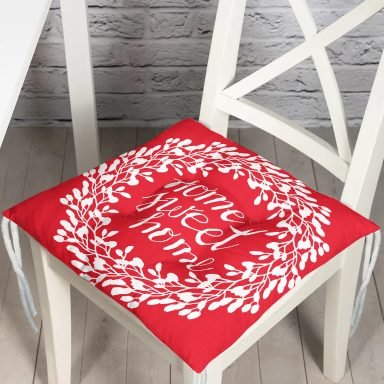 Home Sweet Home Dijital Baskılı Pofidik Kare Sandalye Minderi