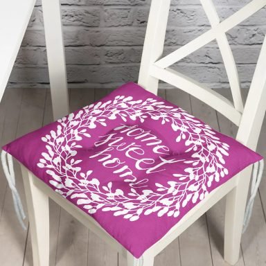 Home Sweet Home Dijital Baskılı Pofidik Kare Sandalye Minderi
