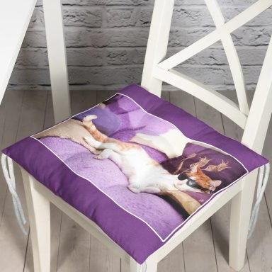 Gözlüklü Kedi Desenli Dijital Baskılı Modern Pofidik Sandalye Minderi