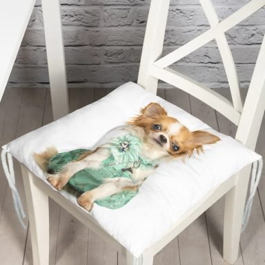Sevimli Köpek Dijital Baskılı Modern Pofidik Sandalye Minderi