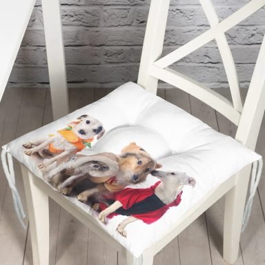 Çeşitli Köpek Desenli Dijital Baskılı Modern Pofidik Sandalye Minderi