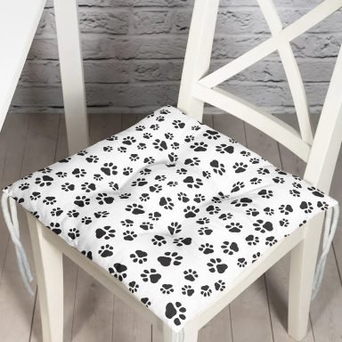 Kedi Köpek Ayak İzi Dijital Baskılı Modern Pofidik Sandalye Minderi