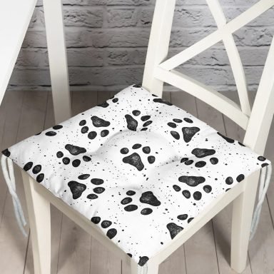 Köpek Ayak İzi Desenli Dijital Baskılı Modern Pofidik Sandalye Minderi