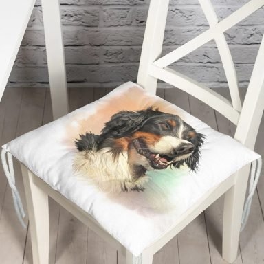 Sevimli Köpek Desenli Dijital Baskılı Modern Pofidik Sandalye Minderi